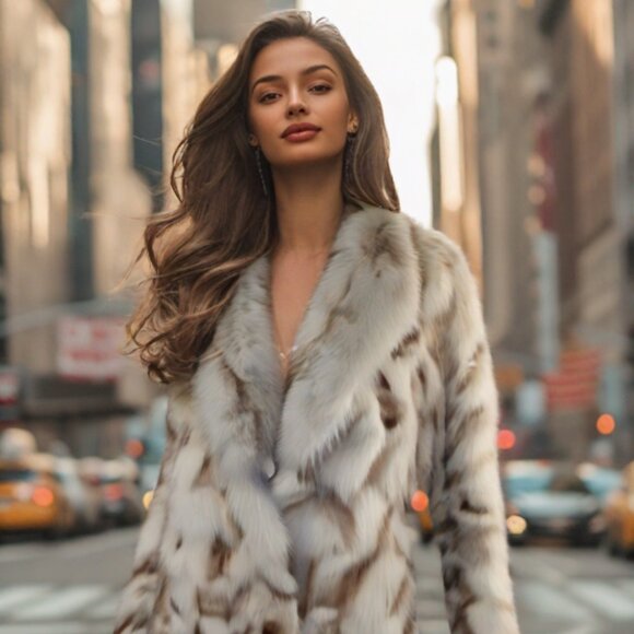 Natural Finland Saga Blue Fox Section Jacket with Shawl Collar, Medium - Picture 7 of 9